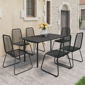 vidaXL Patio Dining Set Table and Chairs Patio Furniture Set PVC Rattan Black-6