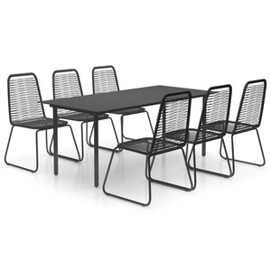 vidaXL Patio Dining Set Table and Chairs Patio Furniture Set PVC Rattan Black-10