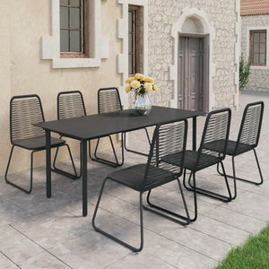 vidaXL Patio Dining Set Table and Chairs Patio Furniture Set PVC Rattan Black-11