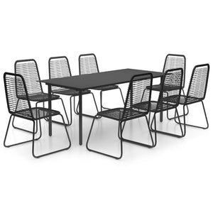 vidaXL Patio Dining Set Table and Chairs Patio Furniture Set PVC Rattan Black-30