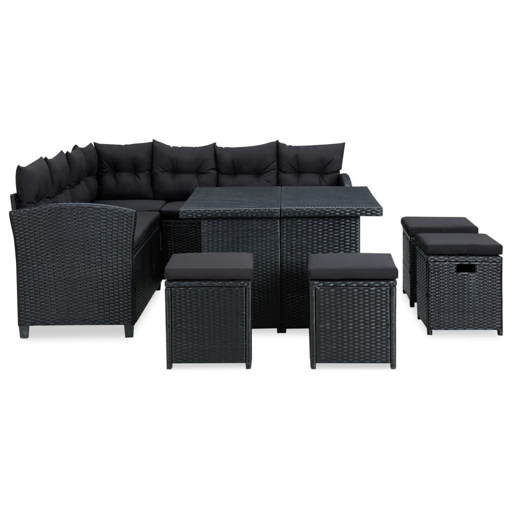 vidaXL Patio Furniture Set 6 Piece Outdoor Sofa with Cushions Poly Rattan-4