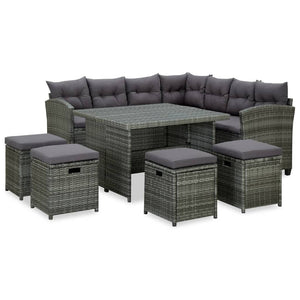 vidaXL Patio Furniture Set 6 Piece Outdoor Sofa with Cushions Poly Rattan-13