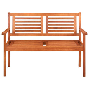 vidaXL Outdoor Patio Bench Loveseat Chair with Armrest Solid Wood Eucalyptus-3