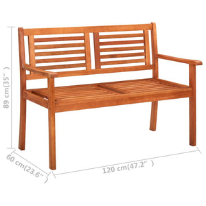 vidaXL Outdoor Patio Bench Loveseat Chair with Armrest Solid Wood Eucalyptus-4
