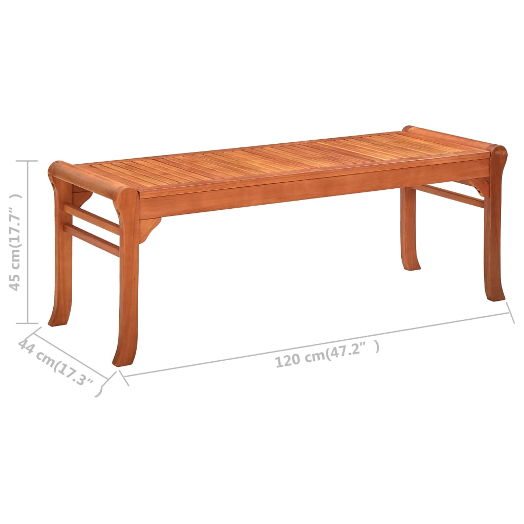 vidaXL Outdoor Patio Bench Park Bench with Wooden Frame Solid Wood Eucalyptus-9