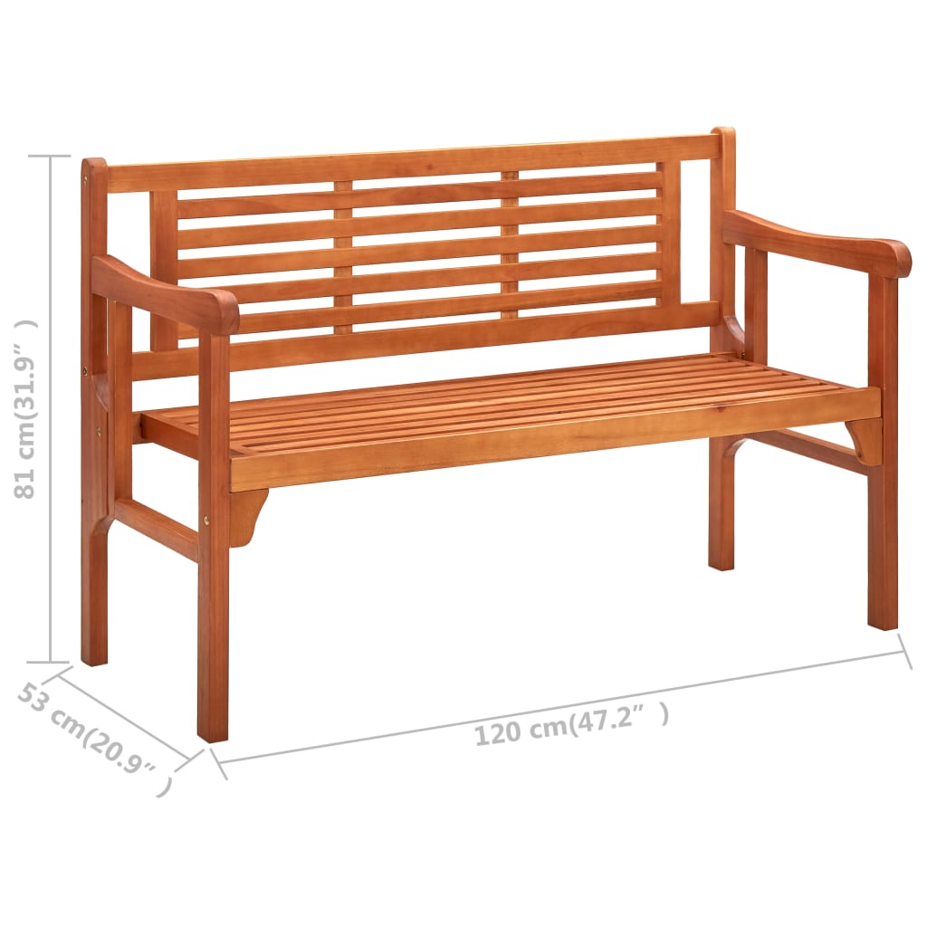 vidaXL Foldable Patio Bench 47.2" Solid Eucalyptus Wood-8