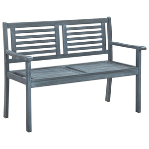 vidaXL Outdoor Patio Bench Loveseat with Armrest Gray Solid Wood Eucalyptus-0