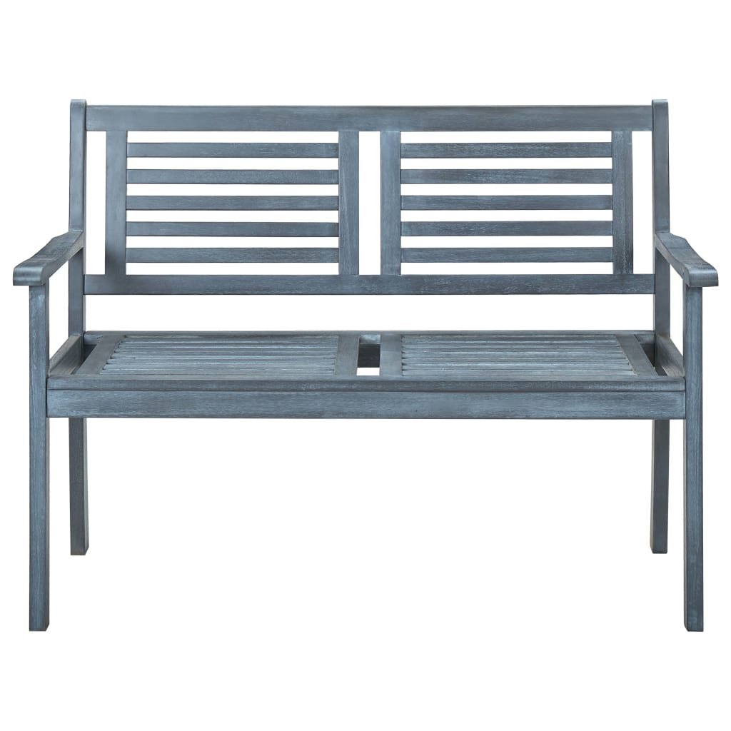 vidaXL Outdoor Patio Bench Loveseat with Armrest Gray Solid Wood Eucalyptus-2