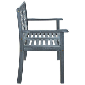 vidaXL Outdoor Patio Bench Loveseat with Armrest Gray Solid Wood Eucalyptus-4