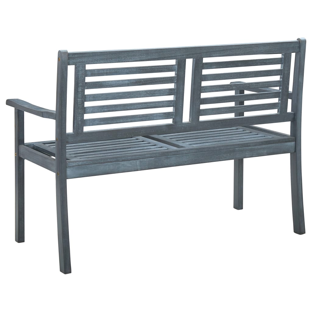 vidaXL Outdoor Patio Bench Loveseat with Armrest Gray Solid Wood Eucalyptus-10