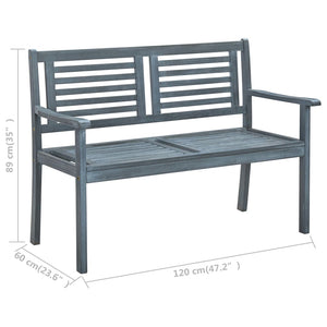 vidaXL Outdoor Patio Bench Loveseat with Armrest Gray Solid Wood Eucalyptus-5