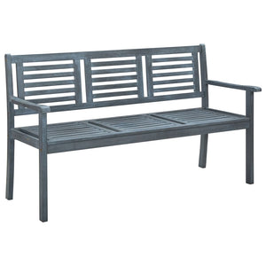 vidaXL Outdoor Patio Bench Loveseat with Armrest Gray Solid Wood Eucalyptus-6