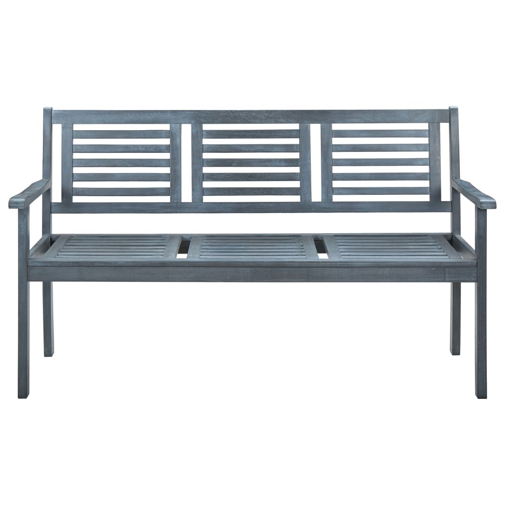 vidaXL Outdoor Patio Bench Loveseat with Armrest Gray Solid Wood Eucalyptus-8