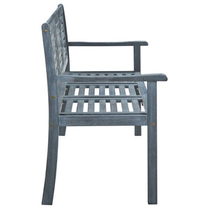 vidaXL Outdoor Patio Bench Loveseat with Armrest Gray Solid Wood Eucalyptus-9