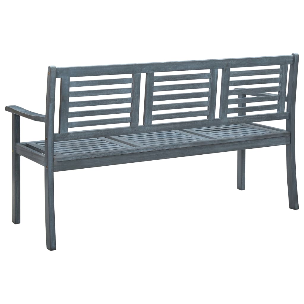 vidaXL Outdoor Patio Bench Loveseat with Armrest Gray Solid Wood Eucalyptus-13