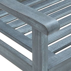 vidaXL Outdoor Patio Bench Loveseat with Armrest Gray Solid Wood Eucalyptus-3