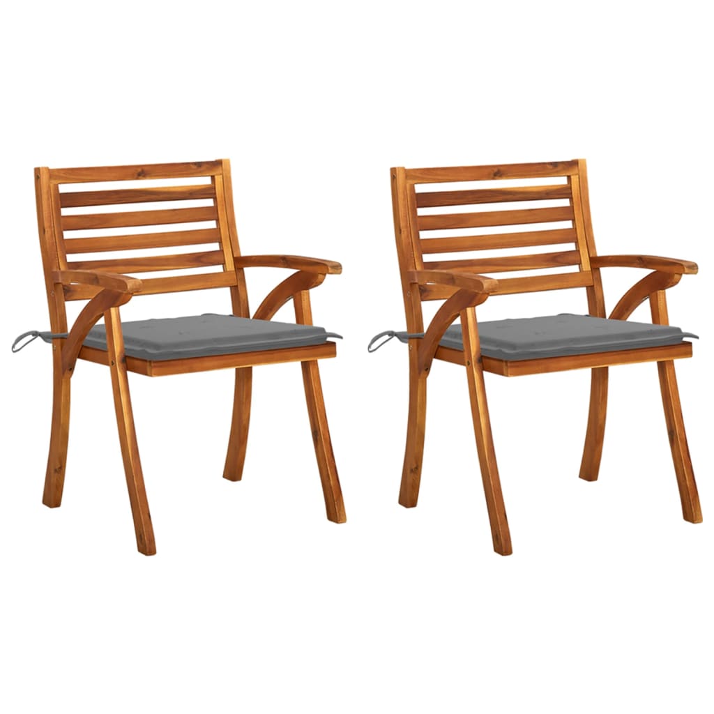 vidaXL Patio Dining Chairs Outdoor Patio Chair with Cushions Solid Wood Acacia-45