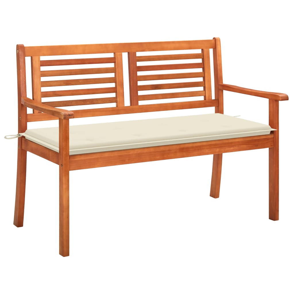 vidaXL Outdoor Patio Bench Loveseat Chair with Cushion Solid Wood Eucalyptus-2