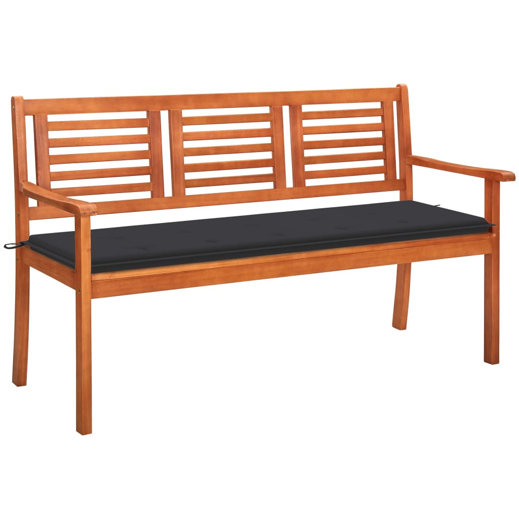 vidaXL Outdoor Patio Bench Loveseat Chair with Cushion Solid Wood Eucalyptus-3