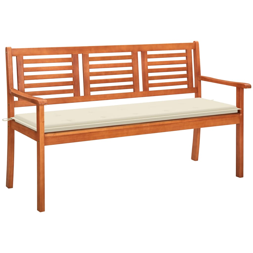 vidaXL Outdoor Patio Bench Loveseat Chair with Cushion Solid Wood Eucalyptus-0