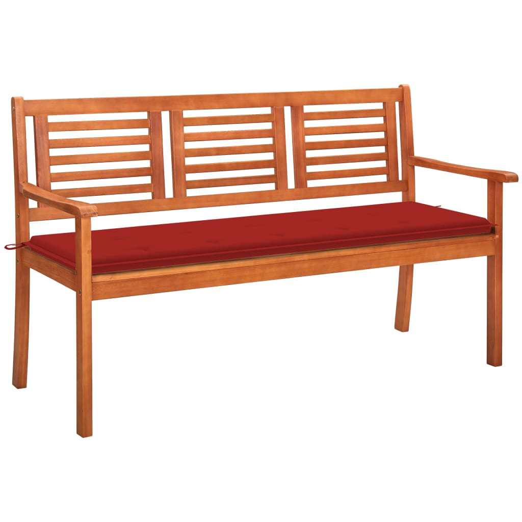 vidaXL Outdoor Patio Bench Loveseat Chair with Cushion Solid Wood Eucalyptus-6