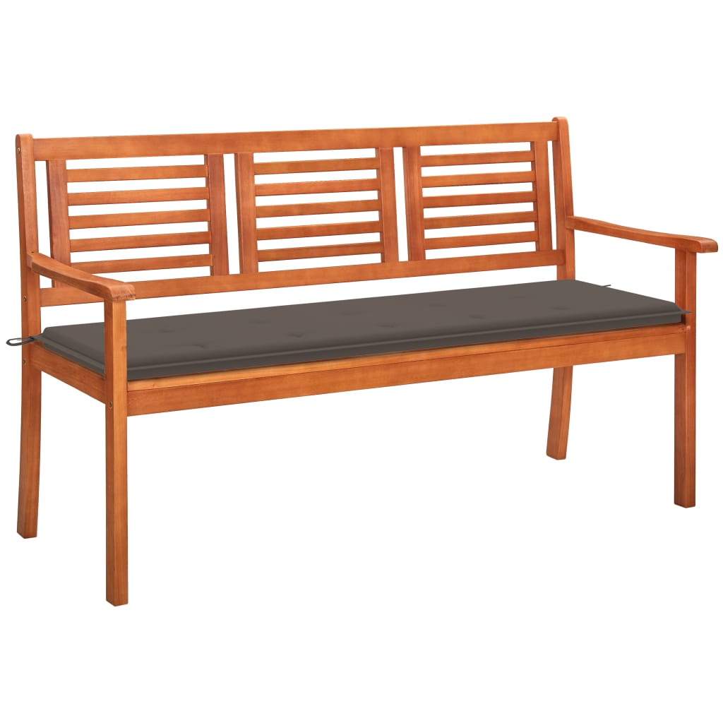 vidaXL Outdoor Patio Bench Loveseat Chair with Cushion Solid Wood Eucalyptus-10