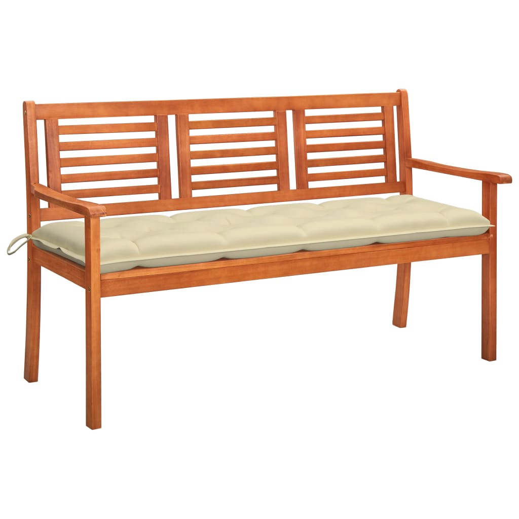 vidaXL Outdoor Patio Bench Loveseat Chair with Cushion Solid Wood Eucalyptus-64