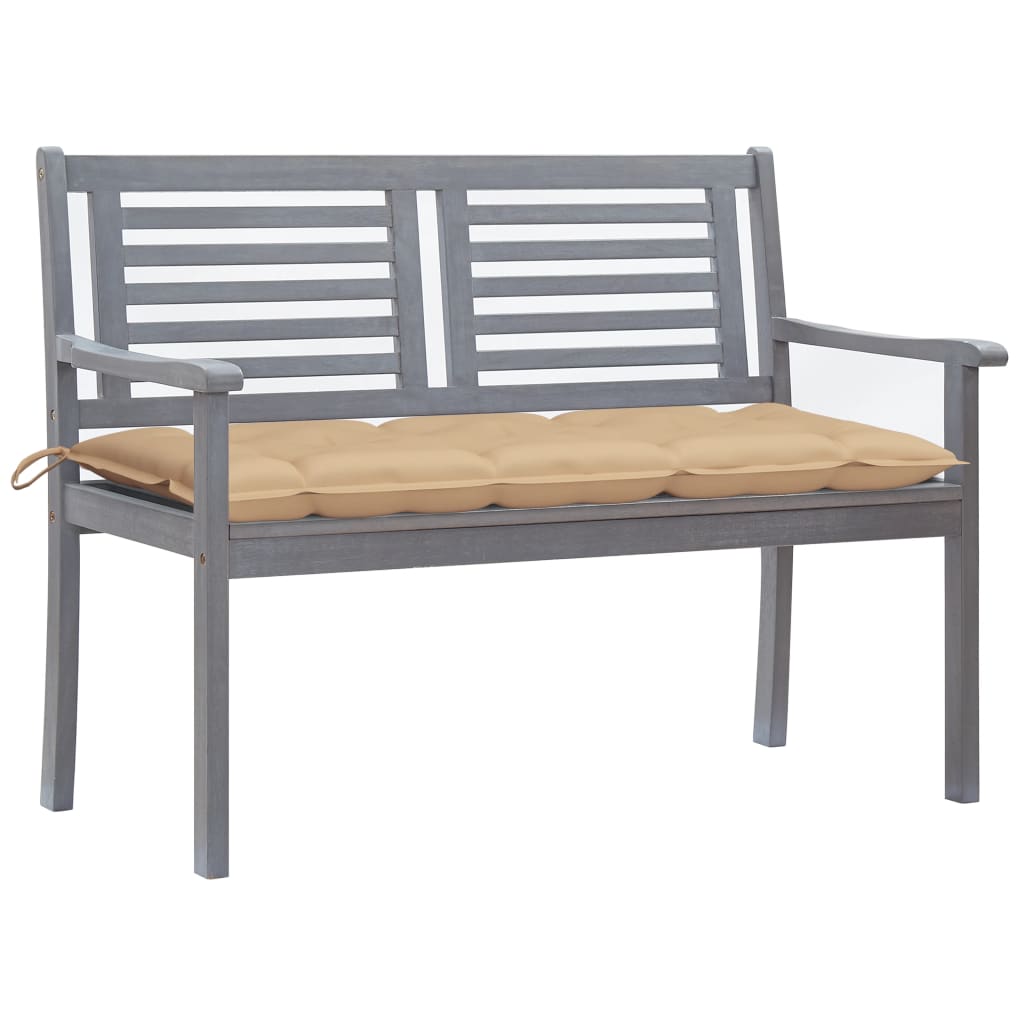 vidaXL Loveseat Accent Wooden Outdoor Loveseat with Cushion Eucalyptus Wood-34