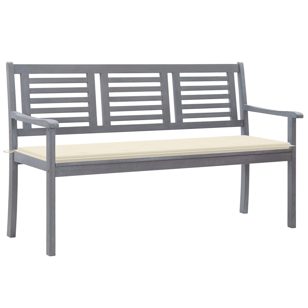 vidaXL Loveseat Accent Patio Bench Furniture with Cushion Eucalyptus Wood-5