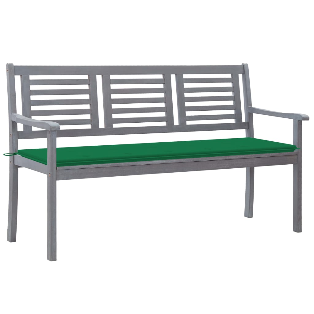 vidaXL Loveseat Accent Patio Bench Furniture with Cushion Eucalyptus Wood-45