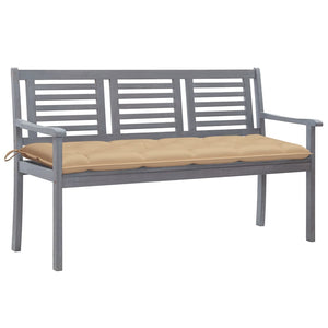 vidaXL Patio Furniture 3 Seater Outdoor Bench with Cushion Eucalyptus Wood-14