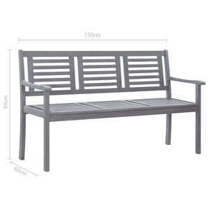 vidaXL Patio Furniture 3 Seater Outdoor Bench with Cushion Eucalyptus Wood-62