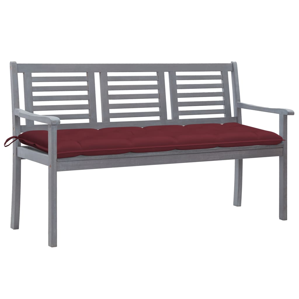 vidaXL Patio Furniture 3 Seater Outdoor Bench with Cushion Eucalyptus Wood-15