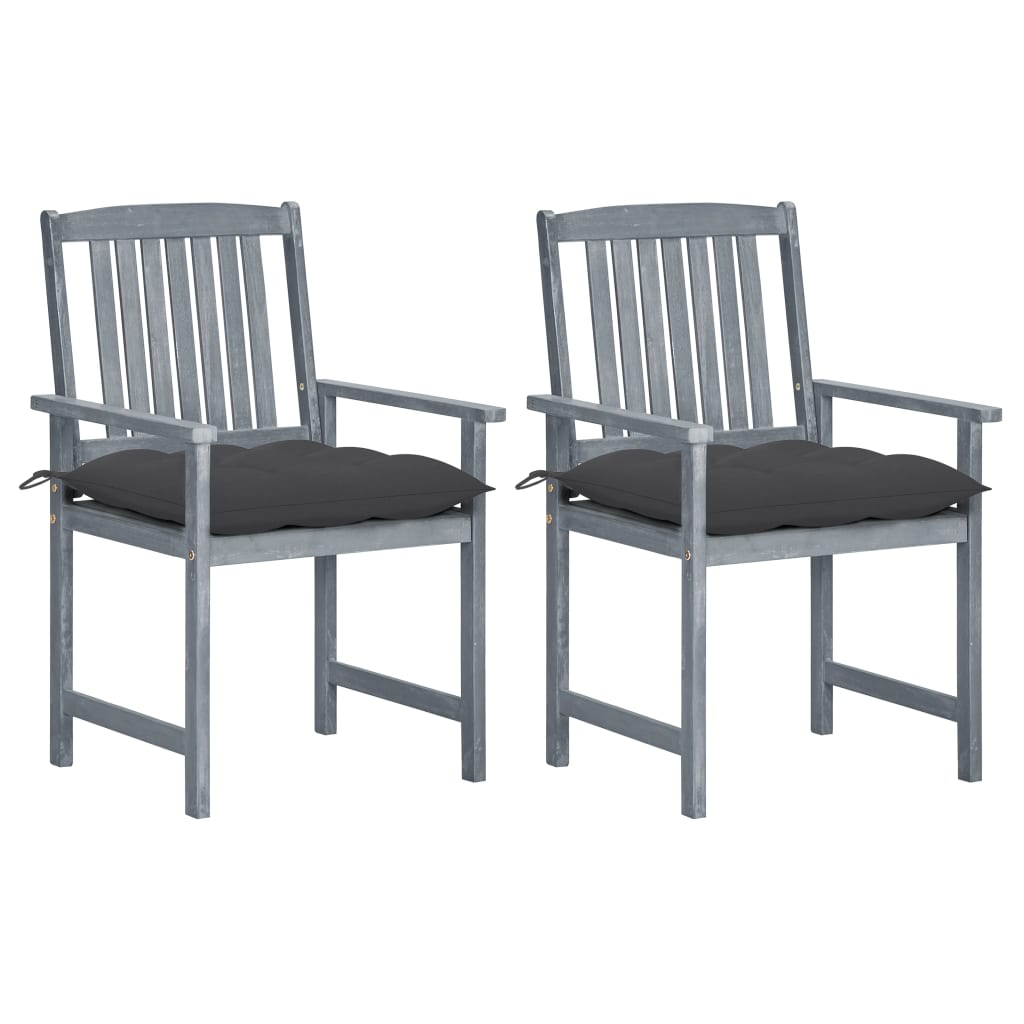 vidaXL Patio Chairs Outdoor Dining Chair with Cushions Gray Solid Wood Acacia-61