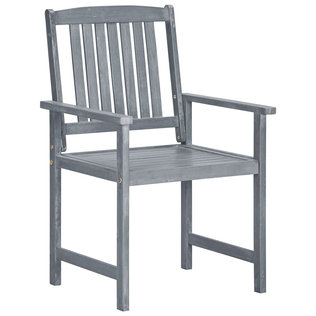 vidaXL Patio Chairs Outdoor Dining Chair with Cushions Gray Solid Wood Acacia-68