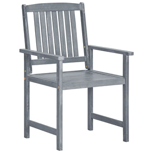 vidaXL Patio Chairs Outdoor Dining Chair with Cushions Gray Solid Wood Acacia-1