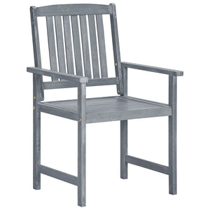 vidaXL Patio Chairs Outdoor Dining Chair with Cushions Gray Solid Wood Acacia-52