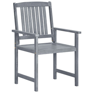 vidaXL Patio Chairs Outdoor Dining Chair with Cushions Gray Solid Wood Acacia-70