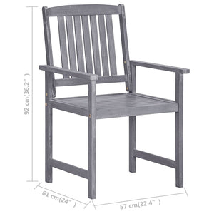 vidaXL Patio Chairs Outdoor Dining Chair with Cushions Gray Solid Wood Acacia-40