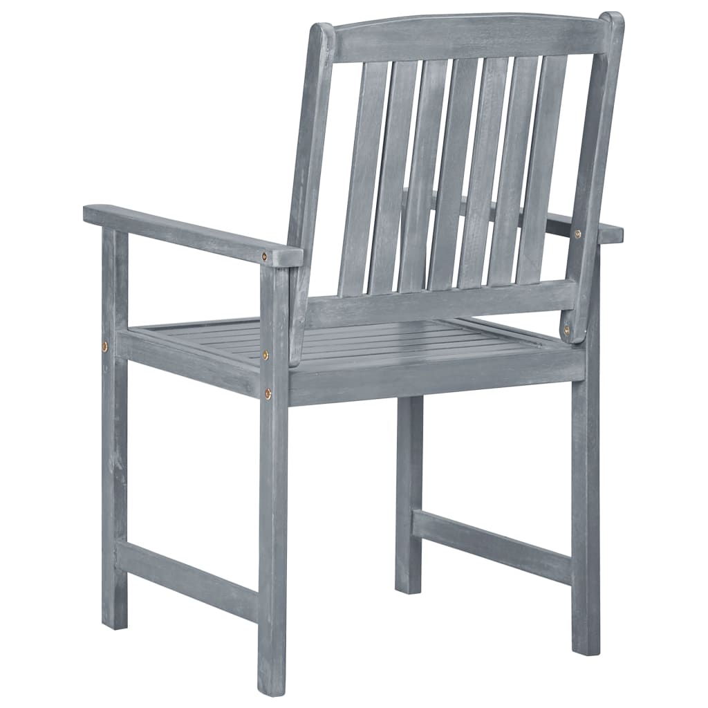 vidaXL Patio Chairs Outdoor Dining Chair with Cushions Gray Solid Wood Acacia-8