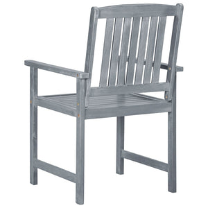 vidaXL Patio Chairs Outdoor Dining Chair with Cushions Gray Solid Wood Acacia-82