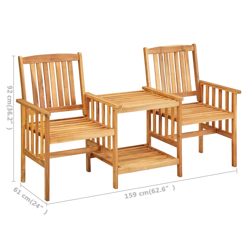 vidaXL Patio Bistro Set Table and Chairs Conversation Set Solid Acacia Wood-10