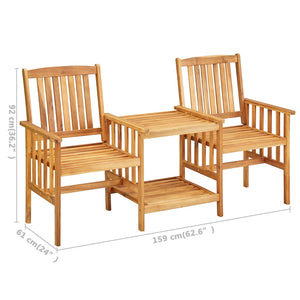 vidaXL Patio Bistro Set Table and Chairs Conversation Set Solid Acacia Wood-16