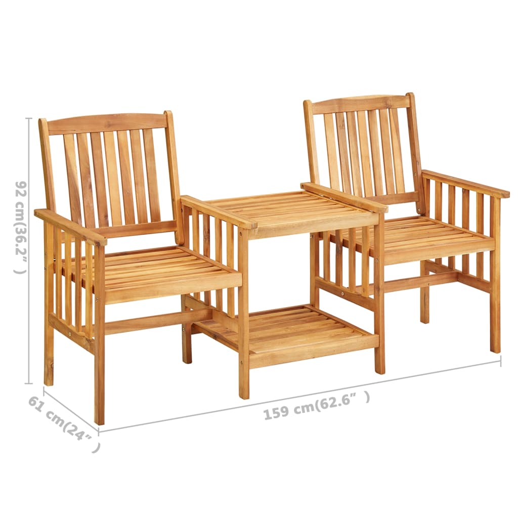 vidaXL Patio Bistro Set Table and Chairs Conversation Set Solid Acacia Wood-15