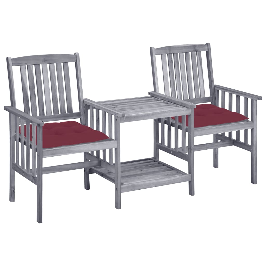 vidaXL Patio Bistro Set Table and Chairs Conversation Set Solid Acacia Wood-6