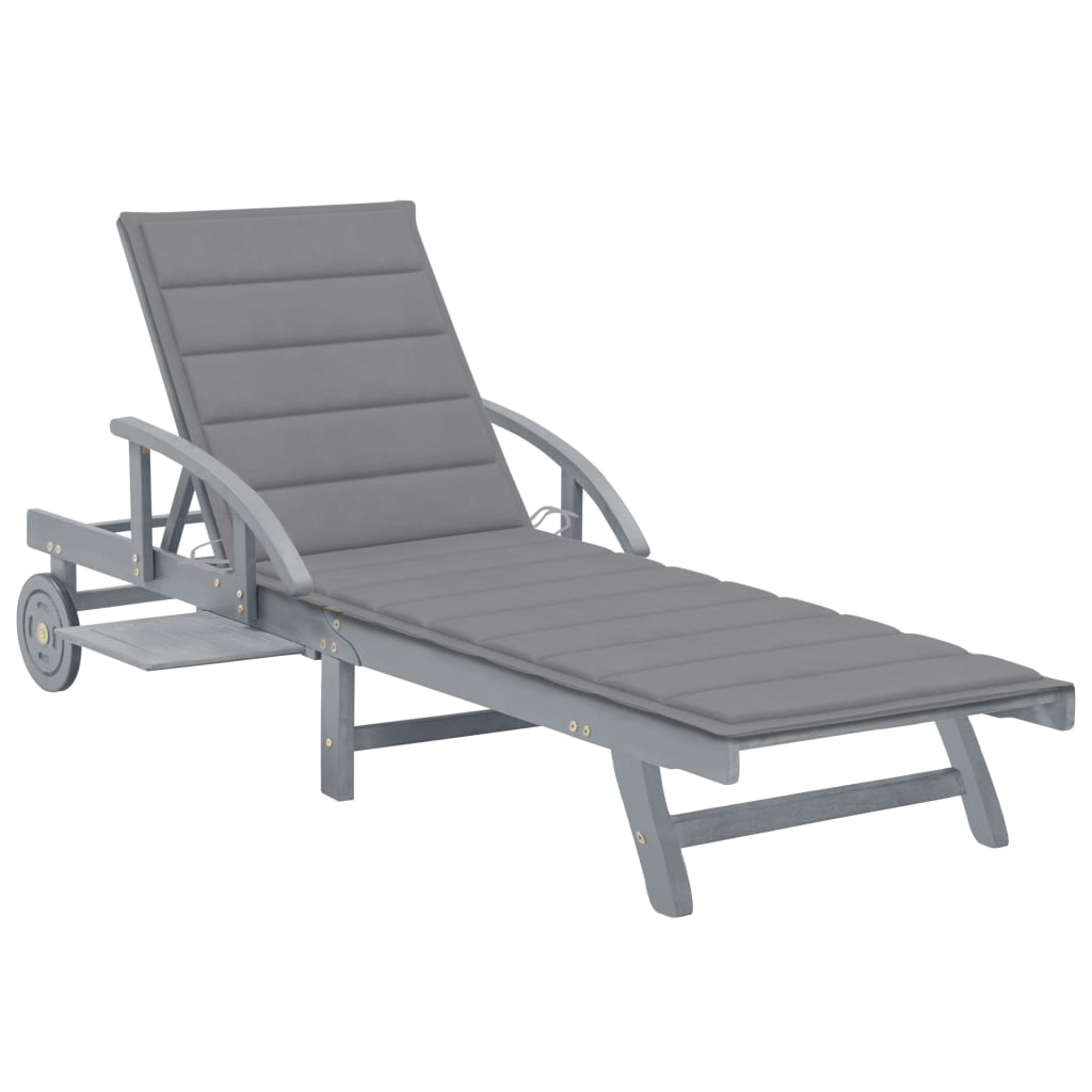 vidaXL Patio Lounge Chair Outdoor Sunbed Folding Sunlounger Solid Acacia Wood-3