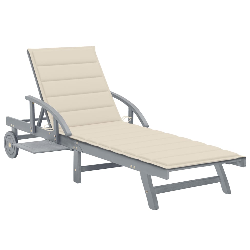 vidaXL Patio Lounge Chair Outdoor Sunbed Folding Sunlounger Solid Acacia Wood-9