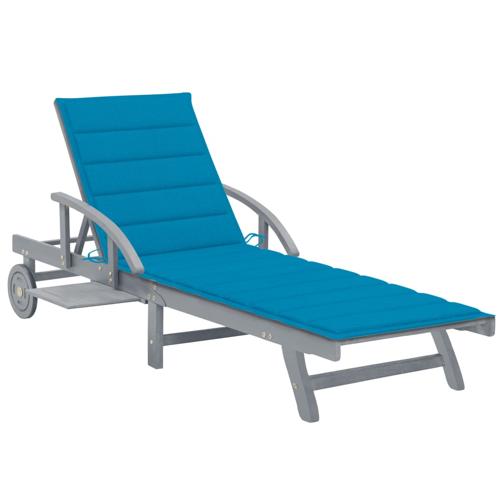 vidaXL Patio Lounge Chair Outdoor Sunbed Folding Sunlounger Solid Acacia Wood-2