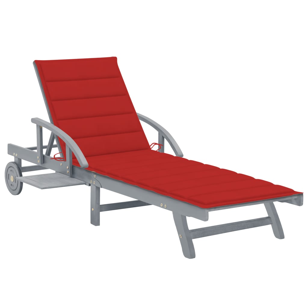 vidaXL Patio Lounge Chair Outdoor Sunbed Folding Sunlounger Solid Acacia Wood-5