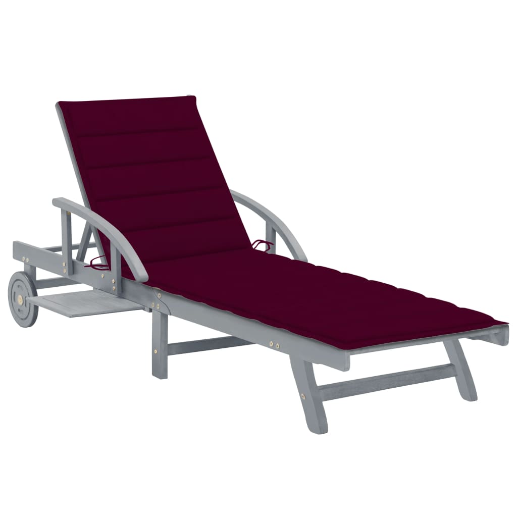 vidaXL Patio Lounge Chair Outdoor Sunbed Folding Sunlounger Solid Acacia Wood-12